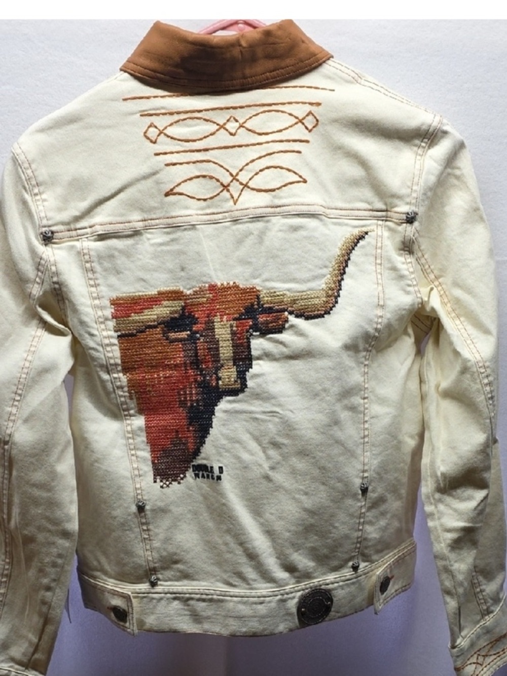 Double D Ranch Lead Steer jacket leather collar Embroidered longhorn Rtl 595 NWT - Picture 12 of 16